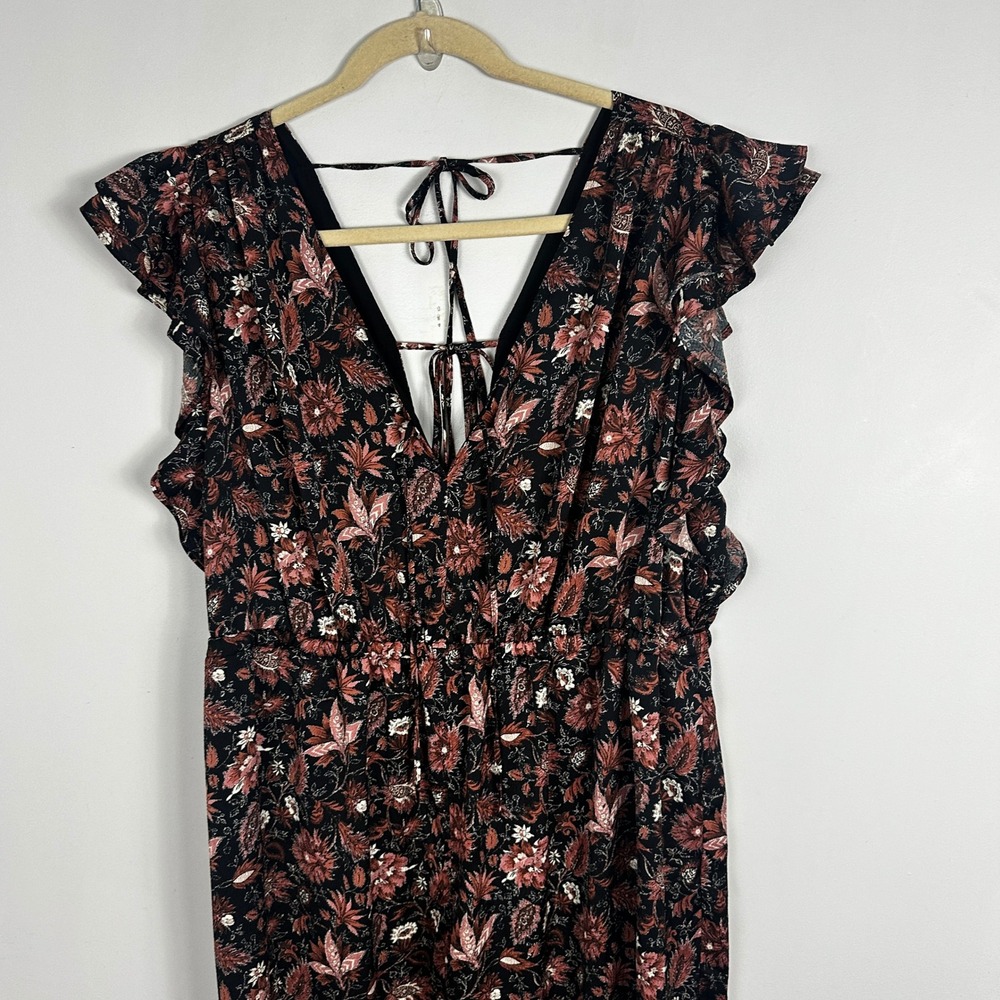 Madewell Dark Floral Wide Leg Jumpsuit Ruffle Womens Size 3X NEW Pampas Blooms - Picture 5 of 16